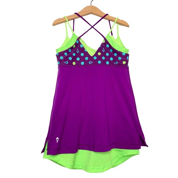 Ivivva By Lululemon Strappy Active Tank Top Girls Size 12 Multicolor Polka Dots - Picture 2 of 10